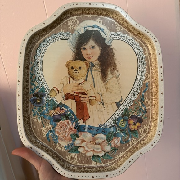 The Unbranded Brand Other - Vtg Jan Hagara 1987 Becky A Token Of Love Made In Hong Kong Tin Tray